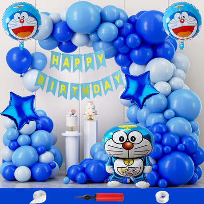 Crazykart Doraemon Theme Birthday Decoration Kit For Boys Party Items Balloon Combo Pack(Set of 109)