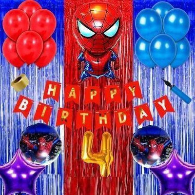 Shmaya new 4rth Spiderman Themed Birthday decoration combo for all age (Set of 73)(Set of 72)