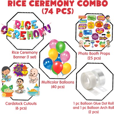 Prihit Annaprashan Decoration Items,Rice Ceremony Decoration Items,Baby Photoshoot Prop(Set of 74)