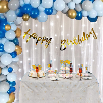 Raaz Baaz NEW-Boys Happy Birthday Decoration kit items 76 Pcs With Net Curtain & Led Light(Set of 76)