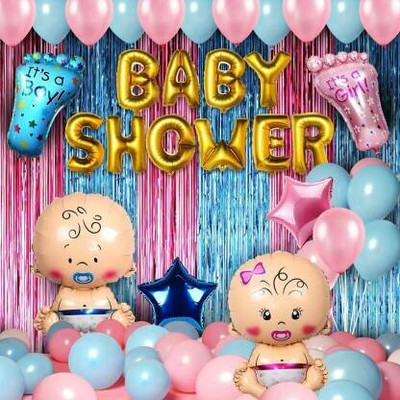 Naveen Baby Shower Decoration Items Set with Balloon, Star Foil(Set of 50)