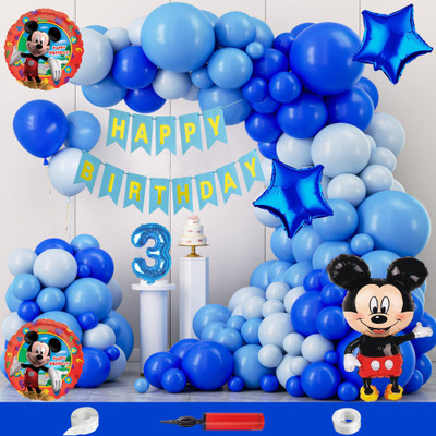 Crazykart Mickey Mouse Theme Third 3rd Birthday Decoration Kit For Boys Party Item Balloon(Set of 110)