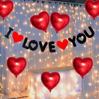 groovy dudz I Love You Banner Valentine Decoration kit items for proposal Romantic(Set of 9)