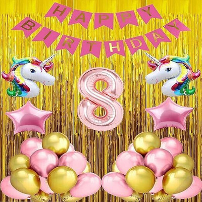 BBG BBG_Unicorn Happy Birthday Decoration kit Combo - Pcs for Birthday Decor(Set of 50)