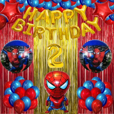 groovy dudz Spiderman Theme 2nd Birthday Decoration Items Gold Foil-52pcs(Set of 52)