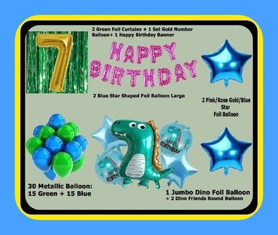 Magic Window Z_xNewArived_Dinosaur PI 40 pc Birthday Combo Kit Gold No.7 Balloon..(Set of 40)