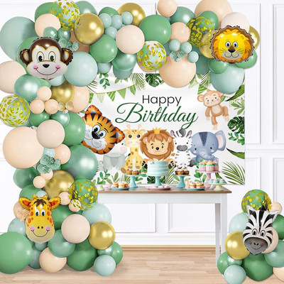 specialyou.in Jungle Theme Birthday Decoration Kit, Animals Foil Balloon Kids' Birthday Decor(Set of 58)