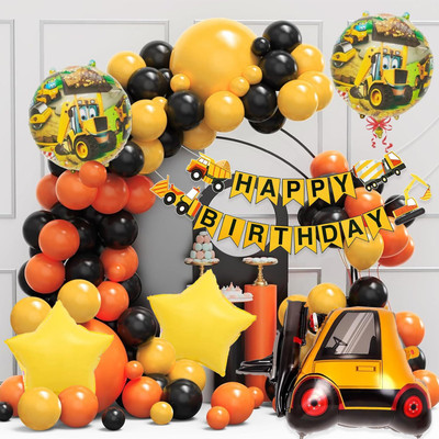 Nisha Enterprises Construction Theme Birthday Decoration Set 55PCS
