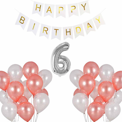 Crazykart 6th Sixth Six Happy Birthday Combo Pack Kit For Party Decoration Items(Set of 32)