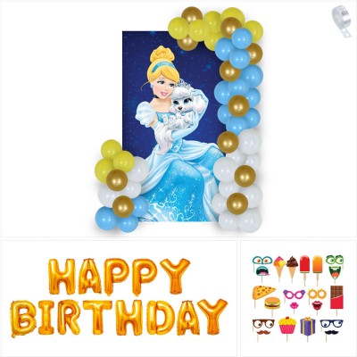 Candourbox Cinderella Birtday Decorations Combo 44PCs in English(Set of 44)