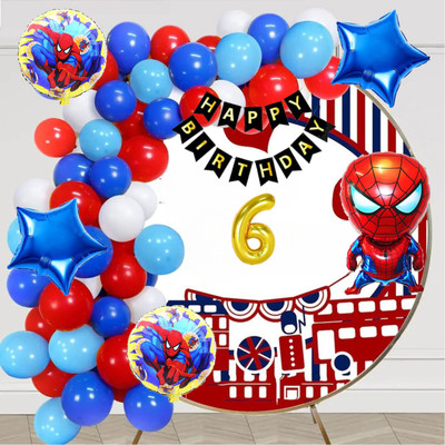 Aoes Spider-Man 6th Birthday Decoration Kit Superhero Theme Party Balloons & Banner(Set of 59)