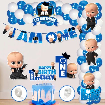 ZYOZI 1st Birthday Boss Baby Theme Balloon arc decoration,Boss Baby Theme 1st Birthday(Set of 60)