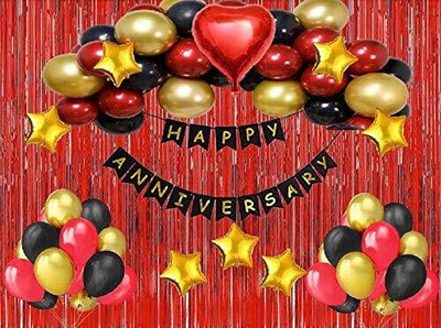 BBG BBG_Golden Red Theme Birthday Decoration Items Kit Combo For Kids & Adults(Set of 86)