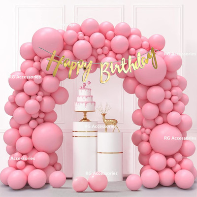 R G ACCESSORIES Pink Balloons Happy Birthday Decoration Kit 1st Birthday Decoration(Set of 51)