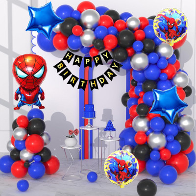 Aoes Spider-Man Theme Birthday Decoration Kit Happy Birthday Banner Balloons Combo(Set of 58)