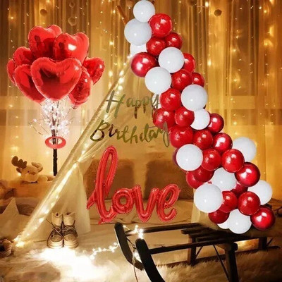 Raaz Baaz NEW-N-Red and White Valentines Day Kit with Net Curtain and Led Light