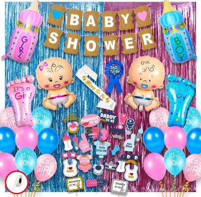 Party Propz Baby Shower Decoration Items Set - 92 Pcs Kit Baby Shower Combo(Set of 92)