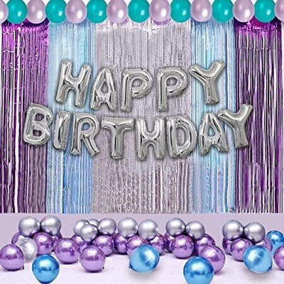 BBG BBG_Silver Theme Birthday Decoration Items kit combo for kids & Adult(Set of 41)