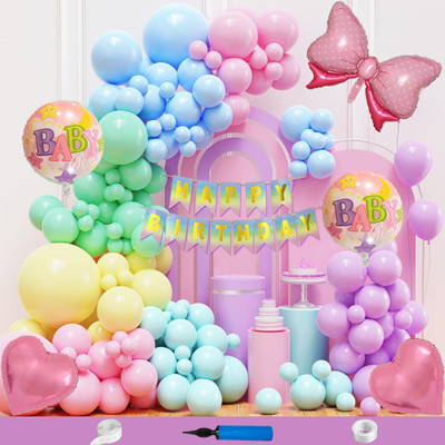 Crazykart Bow Theme Birthday Decoration Kit For Girls Party Decoration Items Balloon Combo(Set of 109)