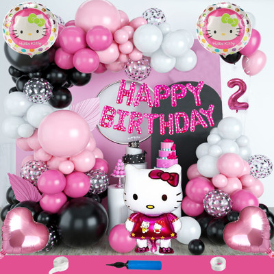 Crazykart Hello Kitty Theme Second 2nd Birthday Decoration Kit For Girls Party Decoration(Set of 115)