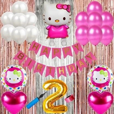 Anayatech new Kitty theme 2nd birthday Combo Pack kit for party decorations (Set of 74)(Set of 74)
