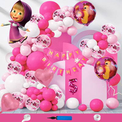Choice Corner 5 Year Birthday Decoration Kit Combo Masha Theme Foil For Party Celebrations(Set of 90)