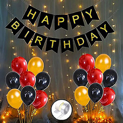 Zebra finch Red & Black Happy Birthday Decoration Set - 54Pcs Combo