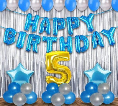 Bloomsevent Premium Quality Attractive 5th Birthday Decoration Items Set With Fairy Light(Set of 55)