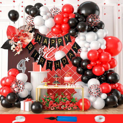 Crazykart Fourth 4th Happy Birthday Decoration Kit Combo For Party Decoration Item Balloon(Set of 85)