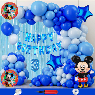 Choice Corner Happy Birthday Decoration Combo 3 Year For Kids Mickey Mouse Theme Party(Set of 112)