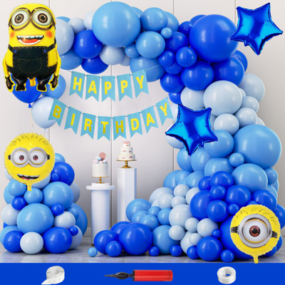 Crazykart Minions Theme Birthday Decoration Kit For Boys Party Items Balloon Combo Pack(Set of 109)