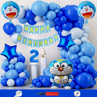 Crazykart Doraemon Theme Second 2nd Birthday Decoration Kit For Boys Party Items Balloon(Set of 110)