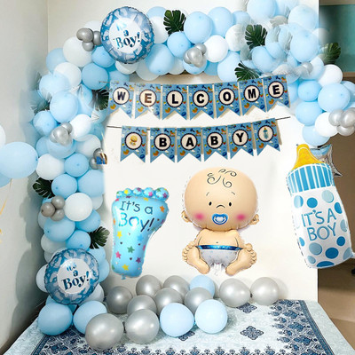 groovy dudz New Born Baby Welcome Decorations for Boys(Set of 55)