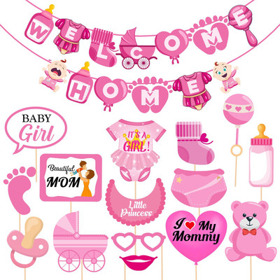 ZYOZI Baby Girl Welcome Home Decoration Kit for Baby Shower/Welcome Party(Pack of 16)(Set of 16)