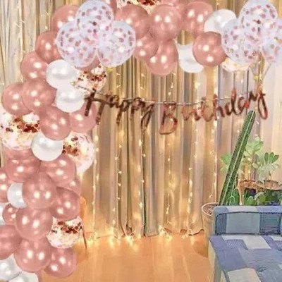 BBG BBG_Rose Gold Happy Birthday Decoration Kit (Set Of-38)(Set of 38)