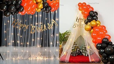 PARTY MIDLINKERZ Canopy Diy Combo Kit With White Net Curtain Cloth And Fairy Lights -60pcs(Set of 60)