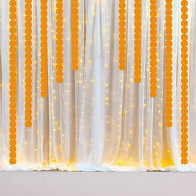 Prihit Orange Marigold Backdrop Net-12Pcs for Wedding/Birthday/Diwali Decorations(Set of 12)