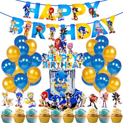 ZYOZI Sonic Birthday Party Supplies for Kids - Sonic Party Decorations Set(Set of 37)