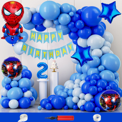 Crazykart Spiderman Theme Birthday Decoration Kit For Boys Party Items Balloon Combo Pack(Set of 110)
