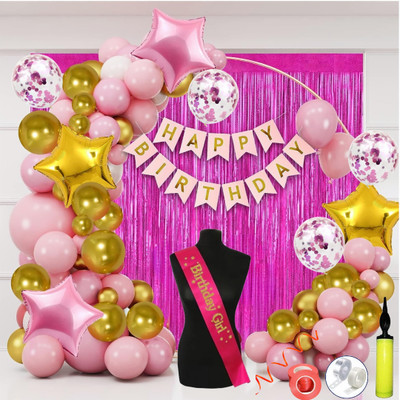 Anita Enterprises Exciting Birthday Decoration Kit for Girls(Set of 68)