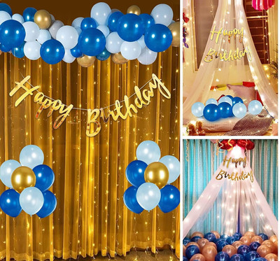 ARV Birthday Decoration Set With White Net Cabana Tent Birthday Decorations For Boys(Set of 37)