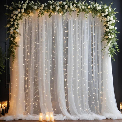 Party Propz 244 cm (8 ft) Door Net Transparent Curtain (Pack Of 2)(net white, Solid)