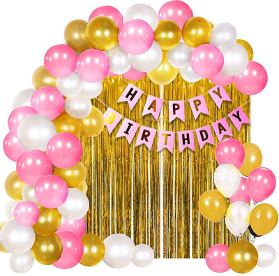 BBG BBG_Birthday Decoration Kit for Girls - 64Pcs Decoration Combo Set