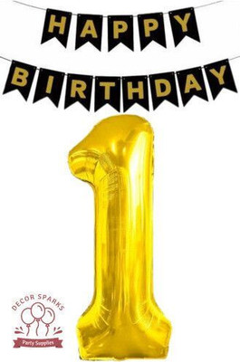 DECOR SPARKS Happy Birthday Banner and Number Foil Ballon