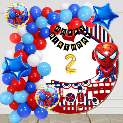 Aoes Spider-Man 2nd Birthday Decoration Kit Superhero Theme Party Balloons & Banner(Set of 59)