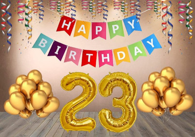 Bloomsevent Premium Quality 23rd Happy Birthday Decoration Combo with Multi color Banner(Set of 33)