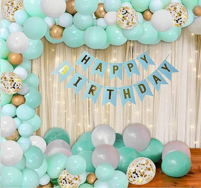 BBG BBG_Green Theme Happy Birthday Decoration Items Kit Combo For Kids & Adults(Set of 43)