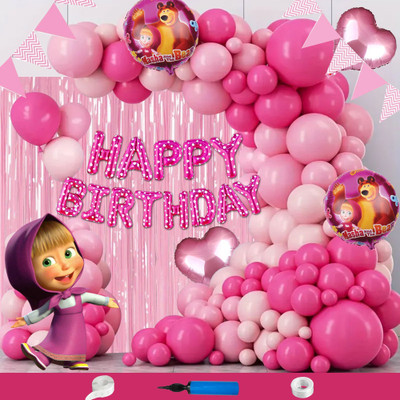 Choice Corner Masha Theme Happy Birthday Decorations Combo Set for Girls(Set of 111)