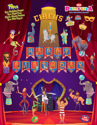 Maa Arts And Crafts Circus Birthday Decoration kit - 18 Pc theme Banner, HD Posters,Props,Combo set(Set of 18)