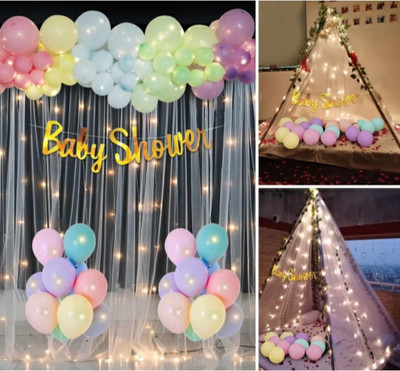 flipmate Solid Baby Shower Decoration Items - White Net set of 39 Balloon(Multicolor, Pack of 39)